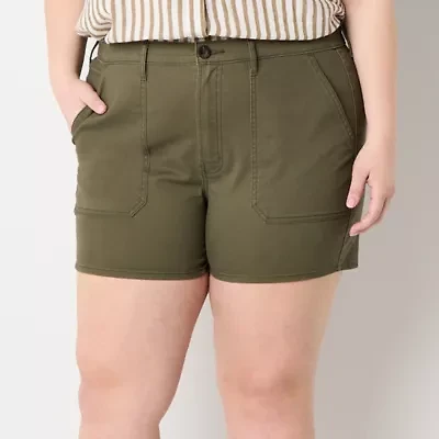 a.n.a. Womens Highest Rise 4.5" Utility Chino Short - Plus