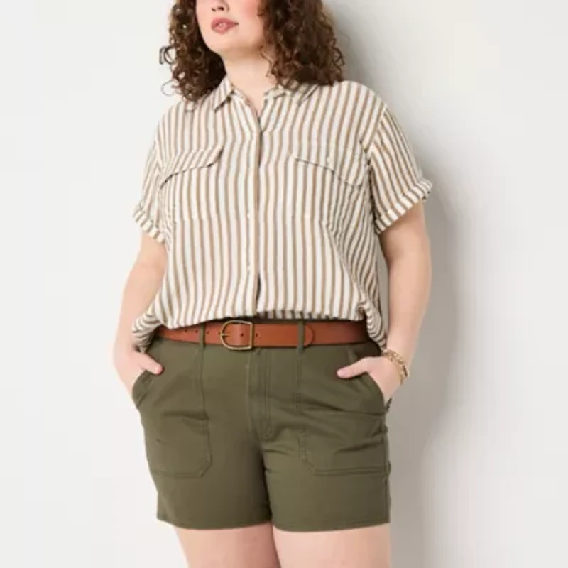 a.n.a. Womens Highest Rise 4.5" Utility Chino Short - Plus