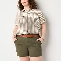 a.n.a. Womens Highest Rise 4.5" Utility Chino Short - Plus