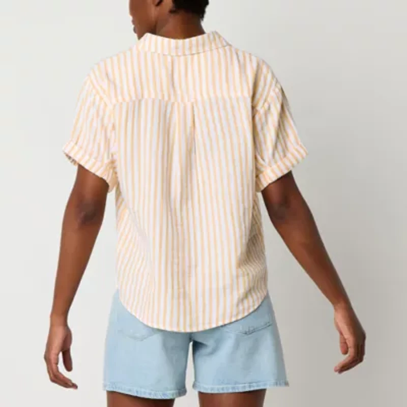 a.n.a Tall Womens Short Sleeve Regular Fit Blouse