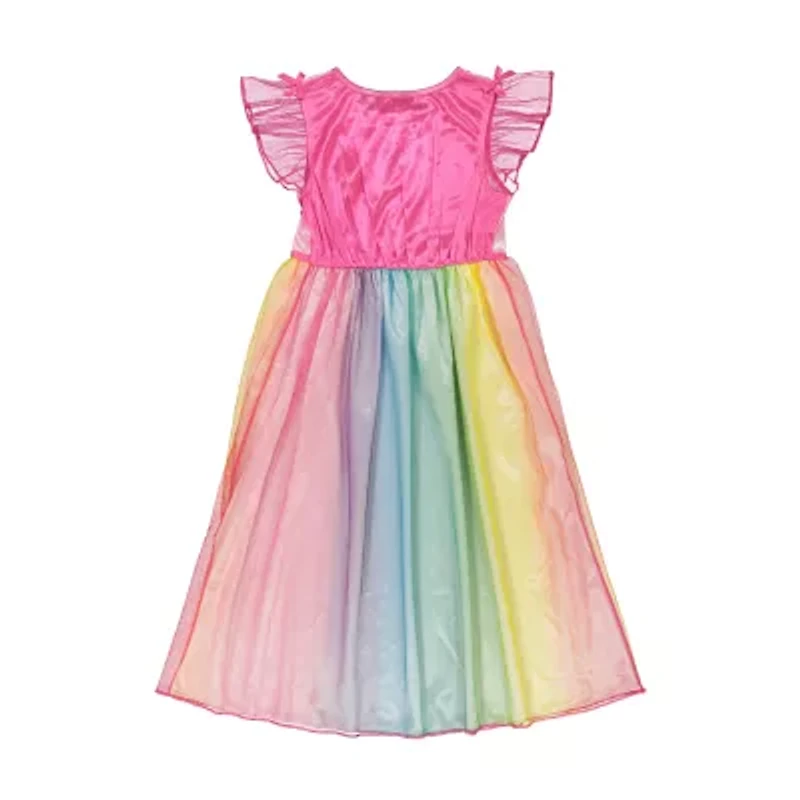 Disney Collection Girls Princess Satin Crew Neck Short Sleeve Nightgown