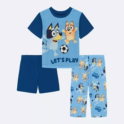 Toddler Boys Bluey Crew Neck Short Sleeve 3-pc. Pajama Sets