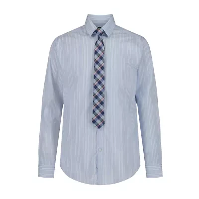 Van Heusen Little & Big Kid Boys Stretch Fabric Long Sleeve Point Collar Shirt + Tie Set