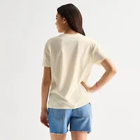 Womens Juniors Crew Neck Short Sleeve Regular Fit Princess Peach Graphic T-Shirt