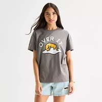 Gudetama Boyfriend Tee Womens Juniors Crew Neck Short Sleeve Regular Fit Graphic T-Shirt