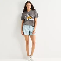 Gudetama Boyfriend Tee Womens Juniors Crew Neck Short Sleeve Regular Fit Graphic T-Shirt