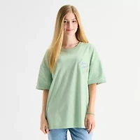Destination Lobster Womens Juniors Crew Neck Short Sleeve Oversized Graphic T-Shirt