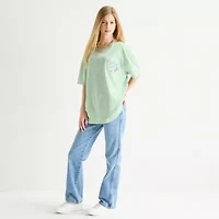 Destination Lobster Womens Juniors Crew Neck Short Sleeve Oversized Graphic T-Shirt