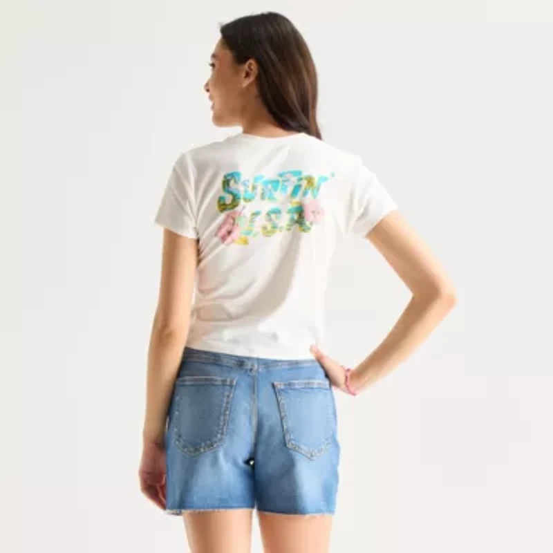 Beach Boys Baby Tee Womens Juniors Crew Neck Short Sleeve Fitted Graphic T-Shirt