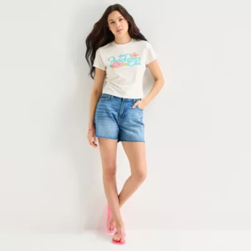 Beach Boys Baby Tee Womens Juniors Crew Neck Short Sleeve Fitted Graphic T-Shirt