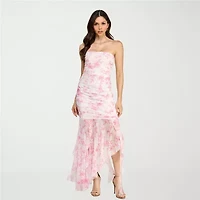 City Triangle Womens Juniors Sleeveless Floral Midi Fit + Flare Dress