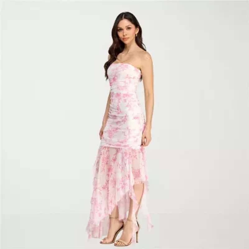 City Triangle Womens Juniors Sleeveless Floral Midi Fit + Flare Dress