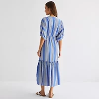 Melonie T Womens Short Sleeve Dots Maxi Dress