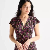 MSK Womens Short Sleeve Floral Maxi Dress