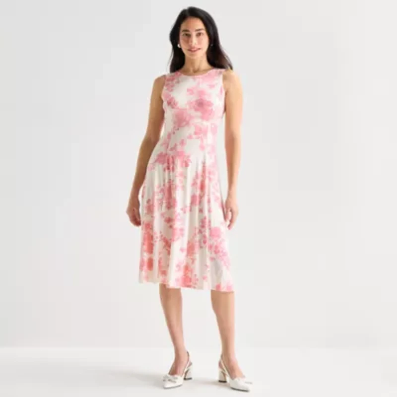 Danny & Nicole Womens Floral Midi Jacket Dress
