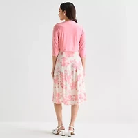 Danny & Nicole Womens Floral Midi Jacket Dress