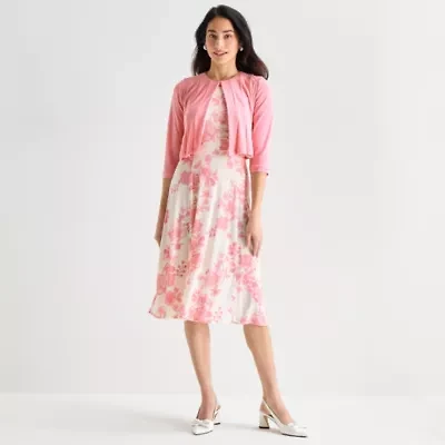 Danny & Nicole Womens Floral Midi Jacket Dress