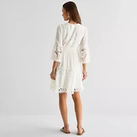 Isabel & Nina Womens 3/4 Sleeve Fit + Flare Dress