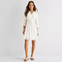 Isabel & Nina Womens 3/4 Sleeve Fit + Flare Dress
