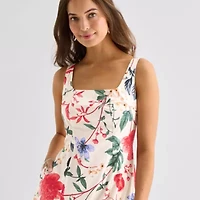 Melonie T Womens Sleeveless Floral Midi Fit + Flare Dress