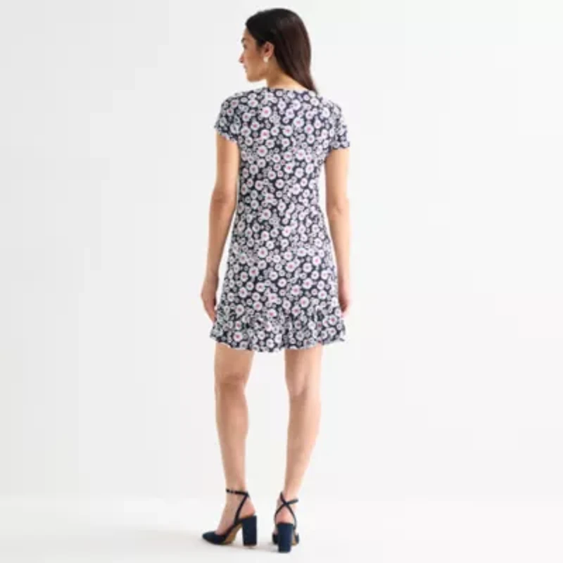 MSK Womens Short Sleeve Floral Shift Dress