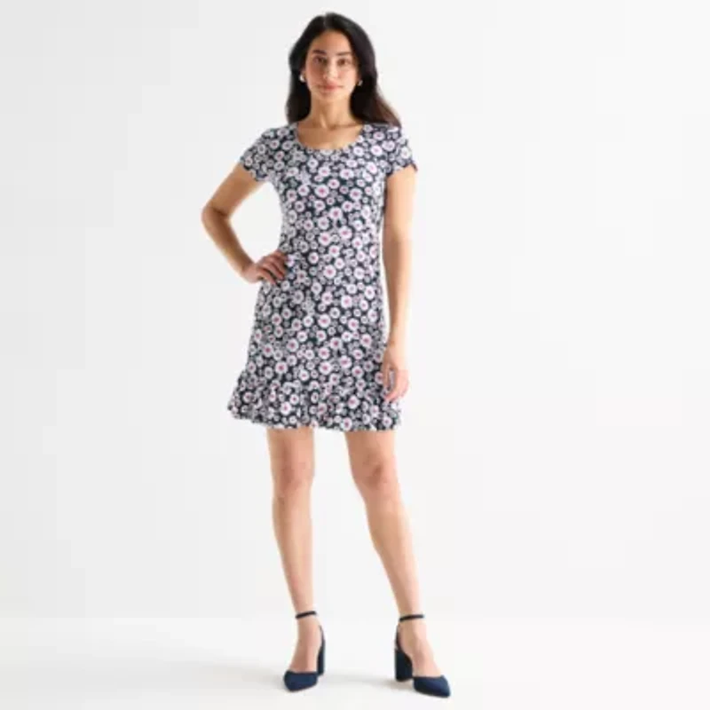 MSK Womens Short Sleeve Floral Shift Dress