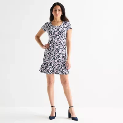 MSK Womens Short Sleeve Floral Shift Dress