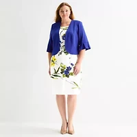 Maya Brooke Womens Plus Floral Jacket Dress