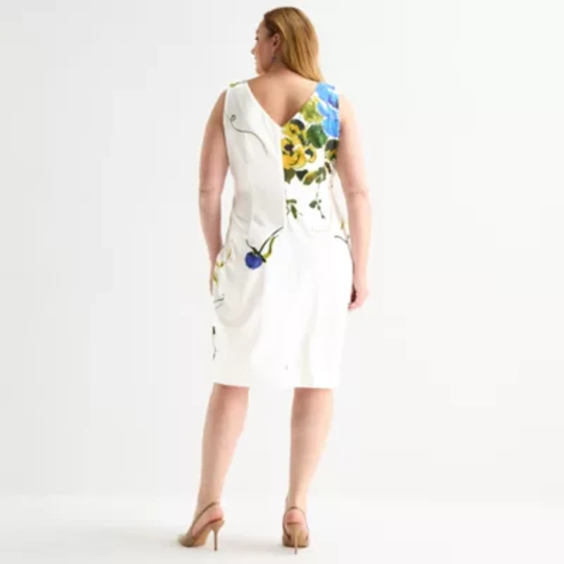Maya Brooke Womens Plus Floral Jacket Dress