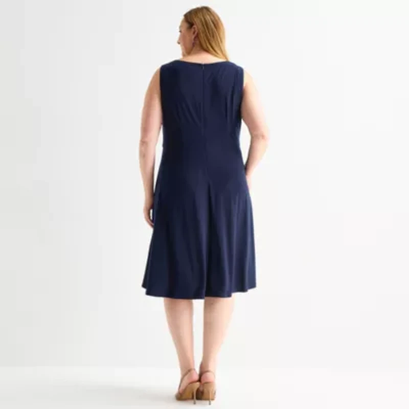 Jessica Howard Womens Plus Floral Midi Jacket Dress