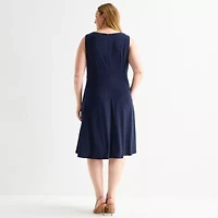 Jessica Howard Womens Plus Floral Midi Jacket Dress