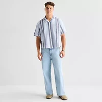 Arizona Mens Short Sleeve Boxy Fit Button-Down Shirt