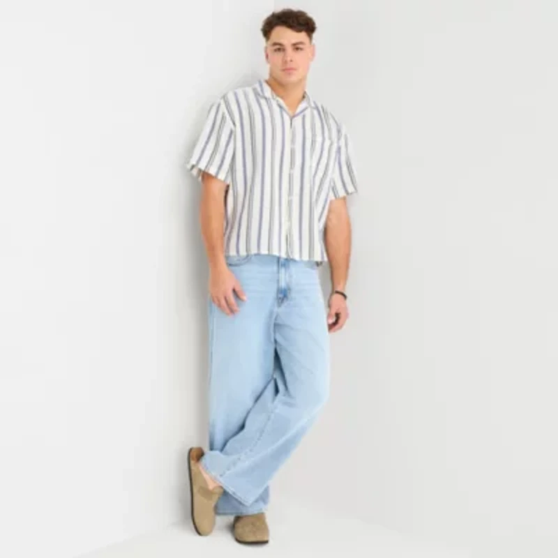 Arizona Mens Short Sleeve Boxy Fit Button-Down Shirt