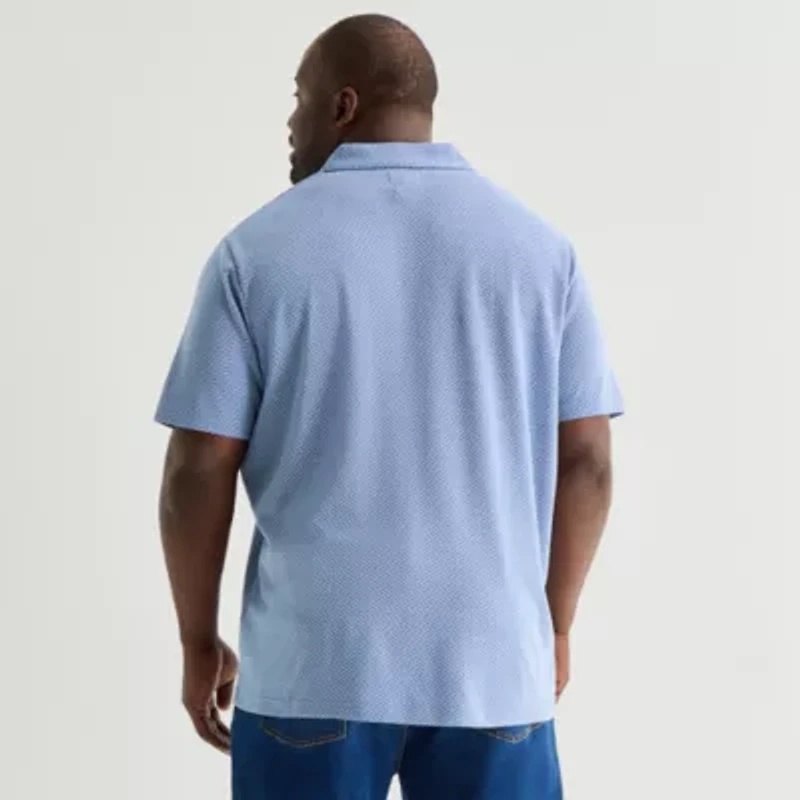 Stafford Johnny Collar Big and Tall Mens Short Sleeve Polo Shirt