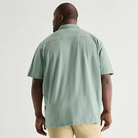 Stafford Jacquard Mens Short Sleeve Big and Tall Camp Shirt