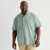 Stafford Jacquard Mens Short Sleeve Big and Tall Camp Shirt