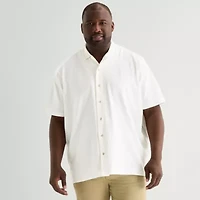 Stafford Jacquard Mens Short Sleeve Big and Tall Camp Shirt