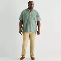 Stafford Jacquard Mens Short Sleeve Big and Tall Camp Shirt