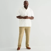 Stafford Jacquard Mens Short Sleeve Big and Tall Camp Shirt