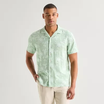 J. Ferrar Floral Mens Short Sleeve Camp Shirt