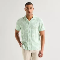 J. Ferrar Floral Mens Short Sleeve Camp Shirt