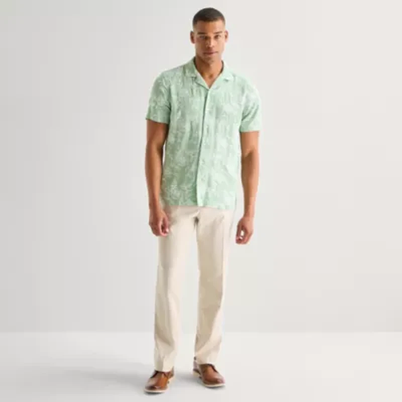 J. Ferrar Floral Mens Short Sleeve Camp Shirt