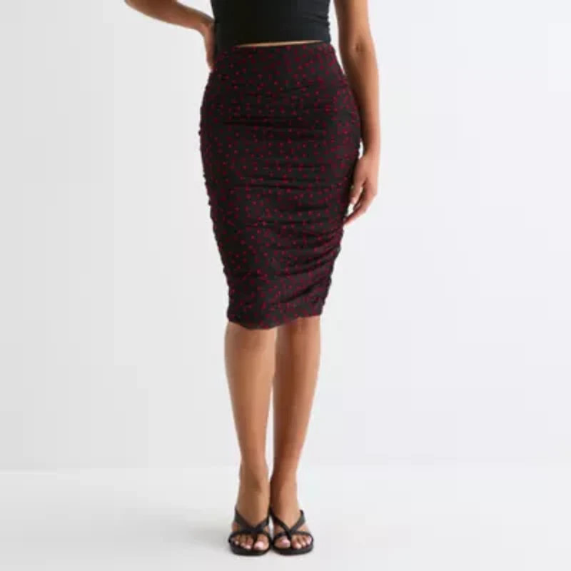 by&by Womens Juniors Mid Rise Midi A-Line Skirt
