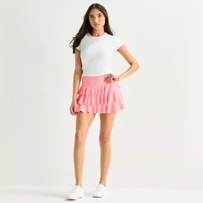 Arizona Womens Juniors Mid Rise Mini Active Pleated Skirt