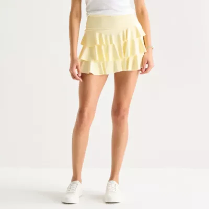 Arizona Womens Juniors Mid Rise Mini Active Pleated Skirt