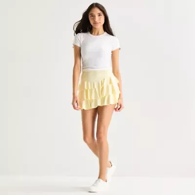 Arizona Womens Juniors Mid Rise Mini Active Pleated Skirt