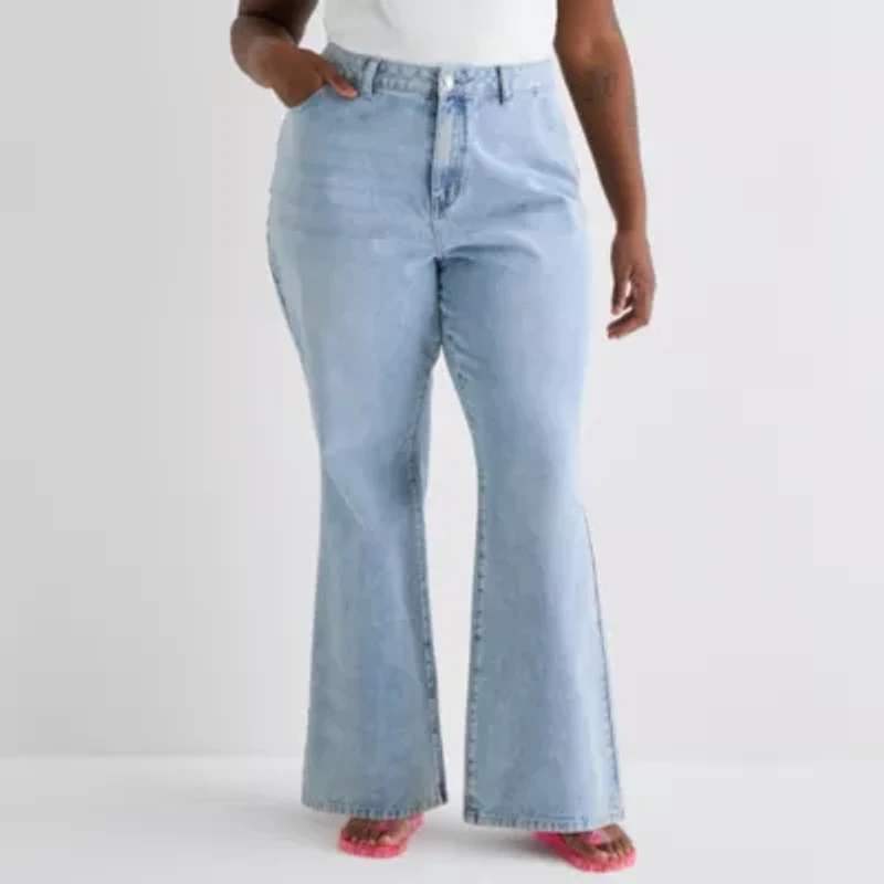 Forever 21 Womens Juniors Plus Low Rise Flare Leg Jean