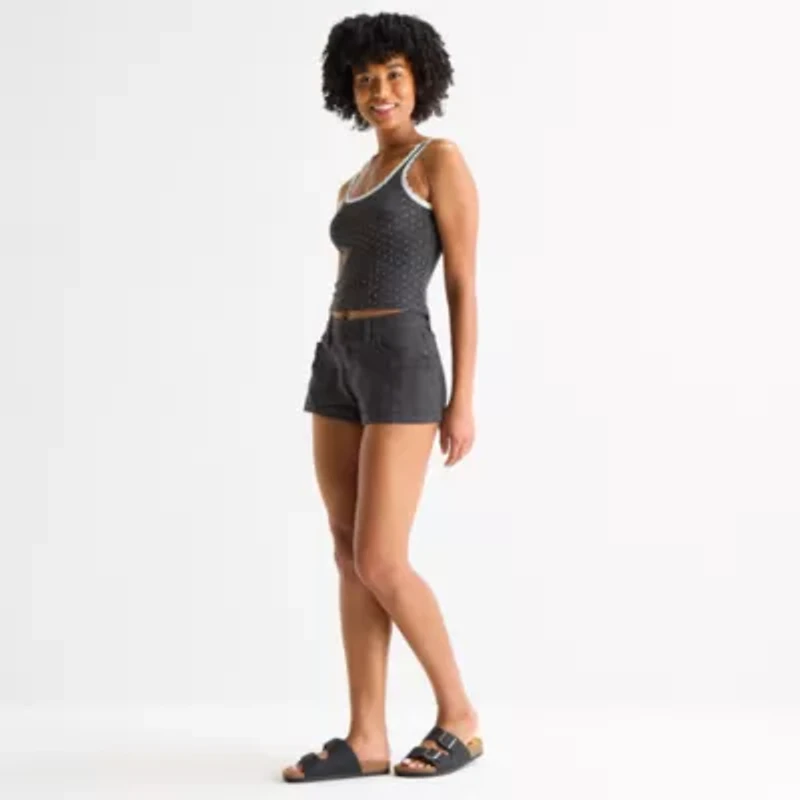 Arizona Womens 1 1/2" Low Rise Juniors Stretch Fabric Chino Short