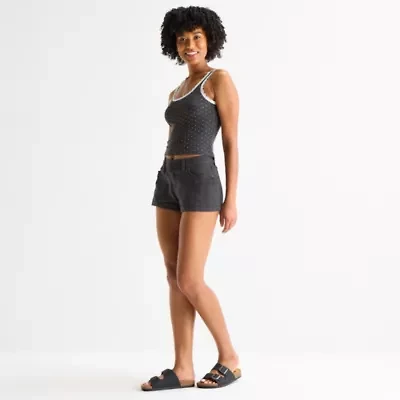 Arizona Womens 1 1/2" Low Rise Juniors Stretch Fabric Chino Short