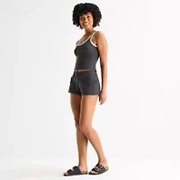 Arizona Womens 1 1/2" Low Rise Juniors Stretch Fabric Chino Short